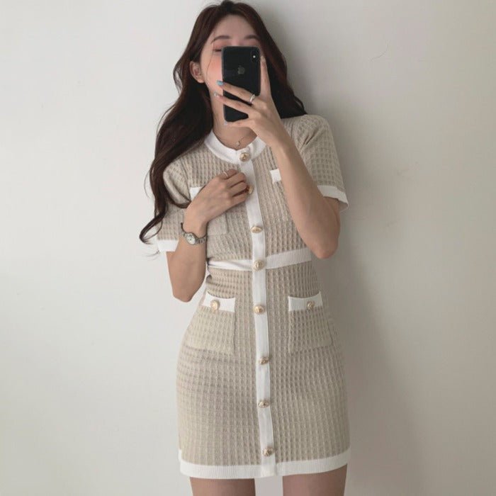 BUTTON UP KNIT DRESS - Stockbay