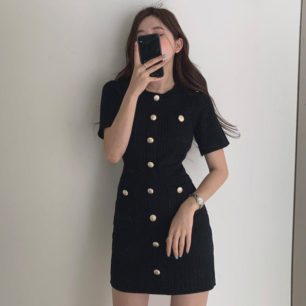 BUTTON UP KNIT DRESS - Stockbay