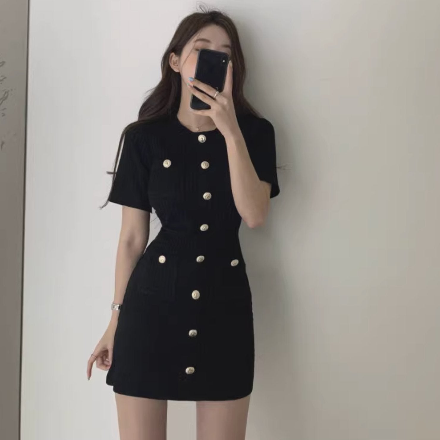 BUTTON UP KNIT DRESS - Aumori