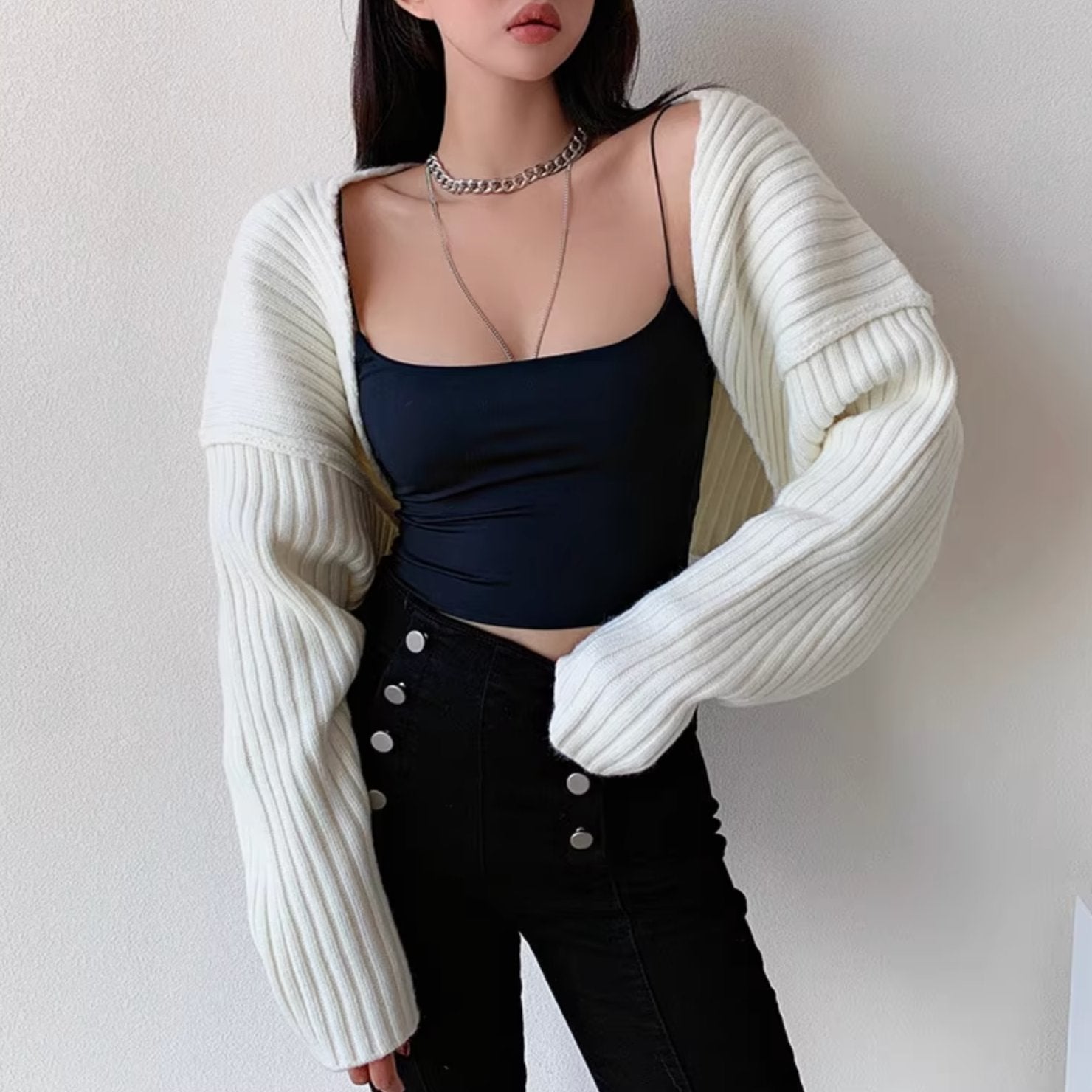 BUTTONLESS CARDIGAN - Aumori