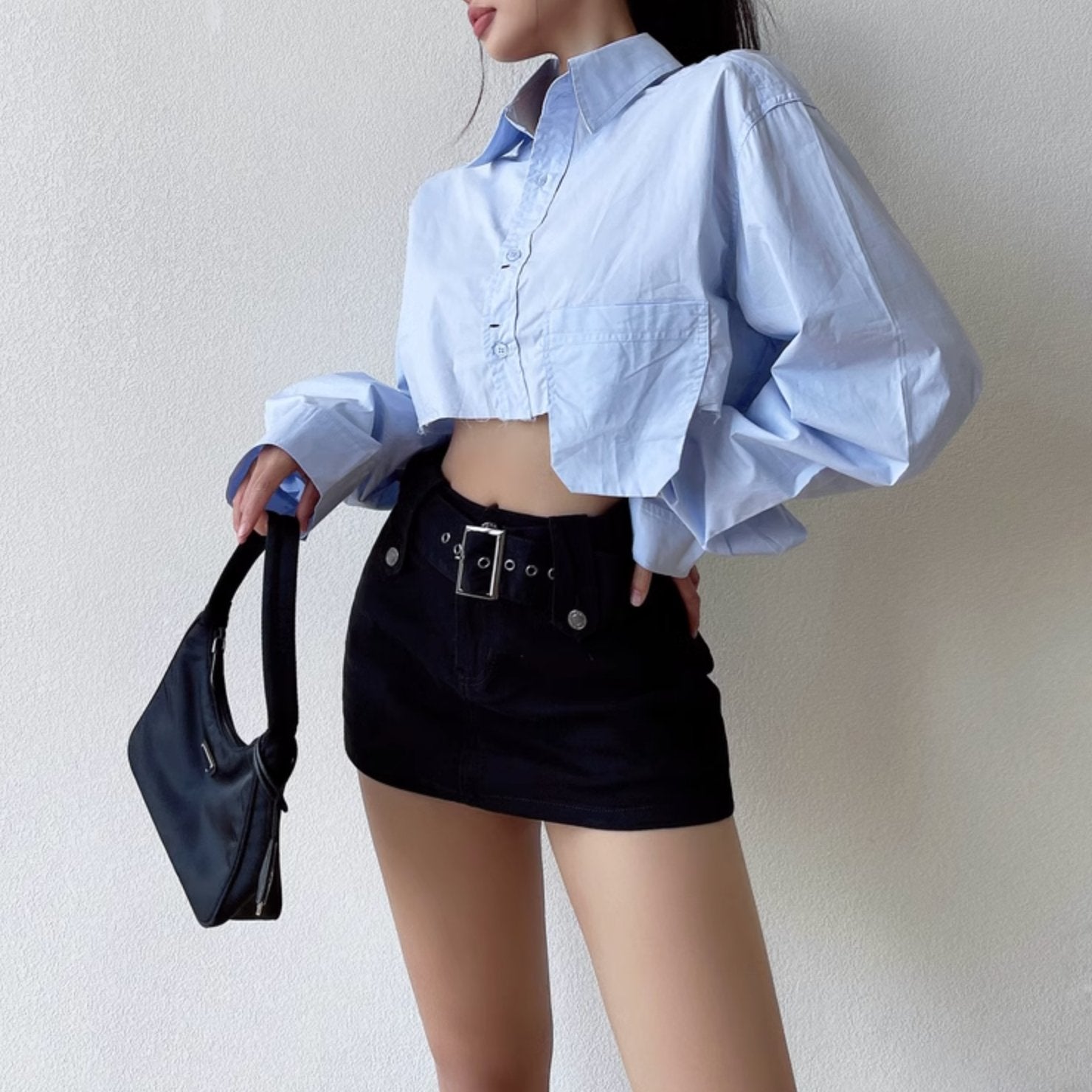 CROPPED BUTTON UP SHIRT - Stockbay