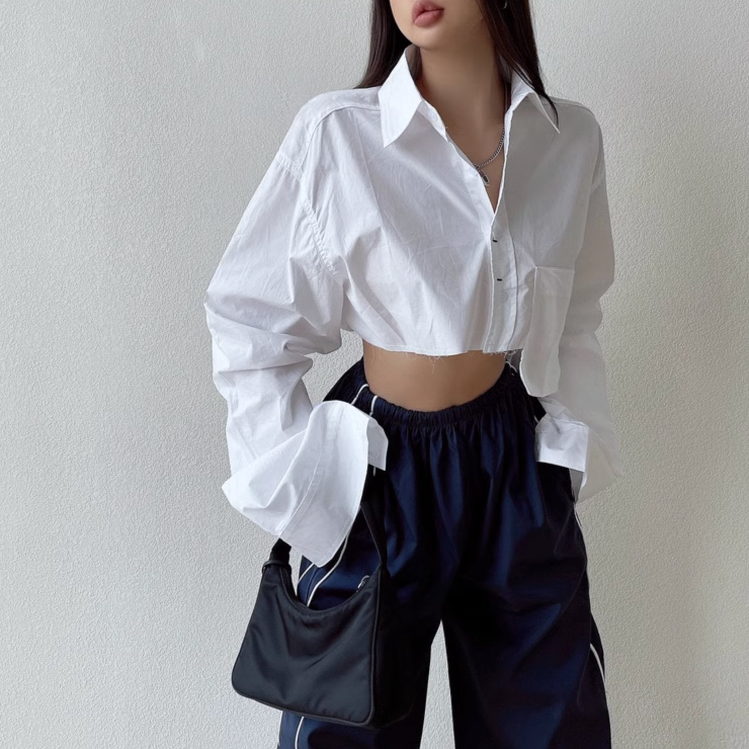 CROPPED BUTTON UP SHIRT - Stockbay