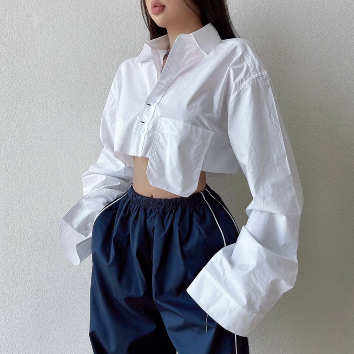 CROPPED BUTTON UP SHIRT - Stockbay