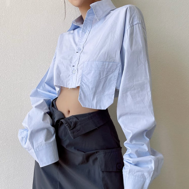 CROPPED BUTTON UP SHIRT - Stockbay