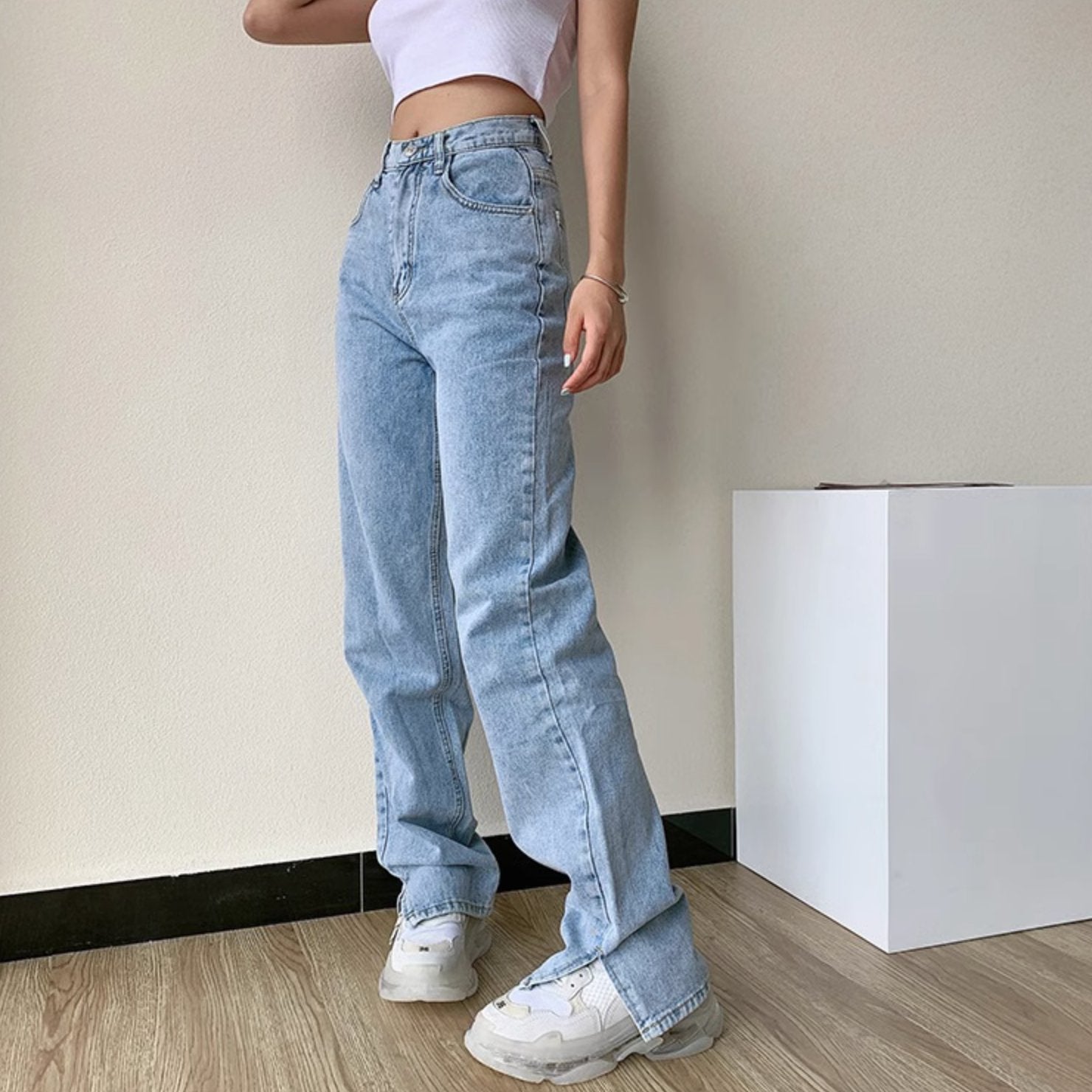 DENIM SPLIT PANTS - Stockbay