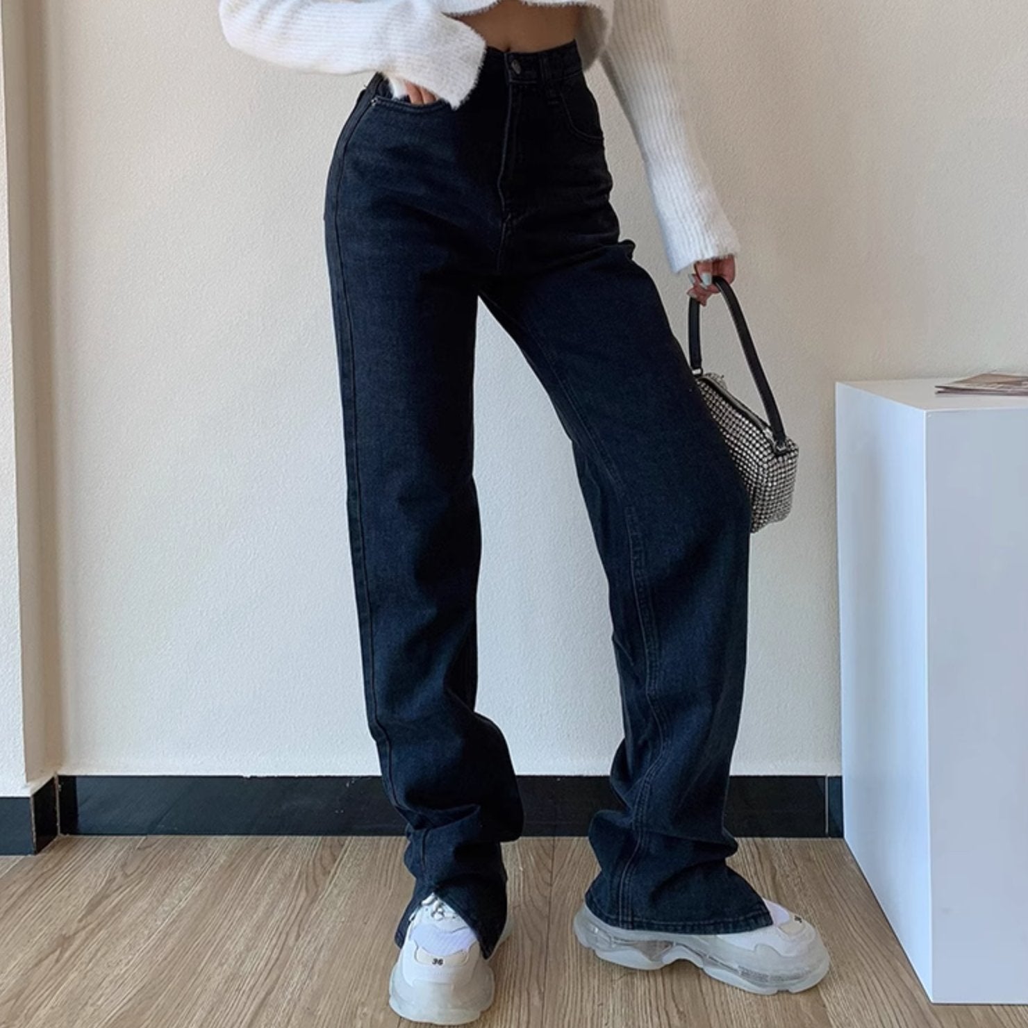 DENIM SPLIT PANTS - Stockbay