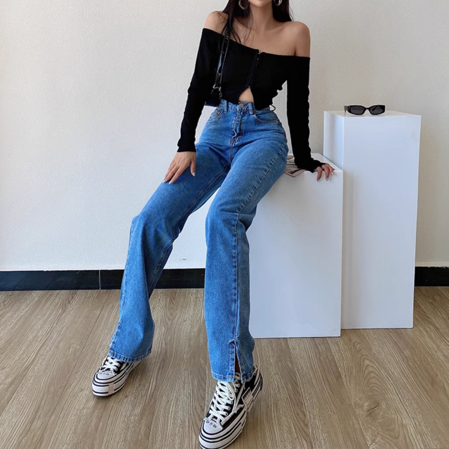 DENIM SPLIT PANTS - Stockbay