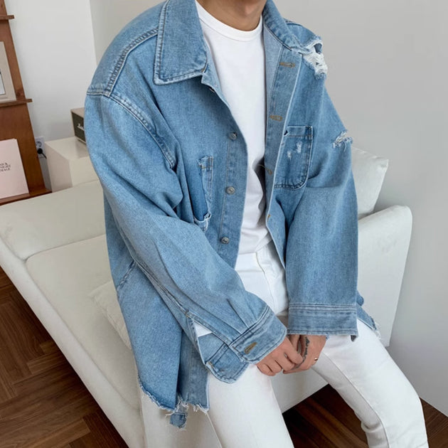 DISTRESSED DENIM JACKET - Stockbay