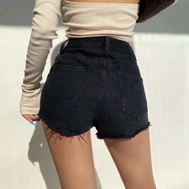 DISTRESSED JEANS SHORTS - Aumori