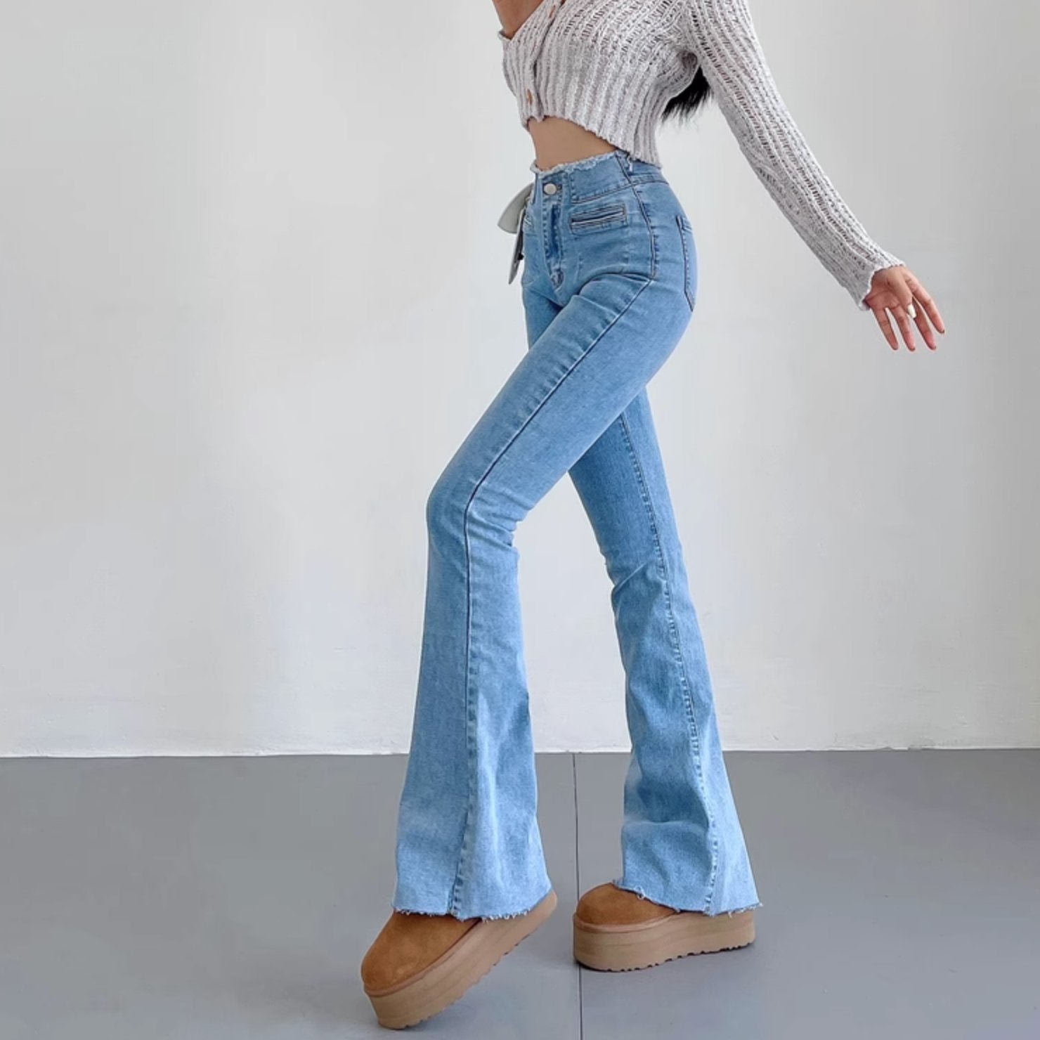 DOUBLE POCKET FLARE JEANS - Aumori