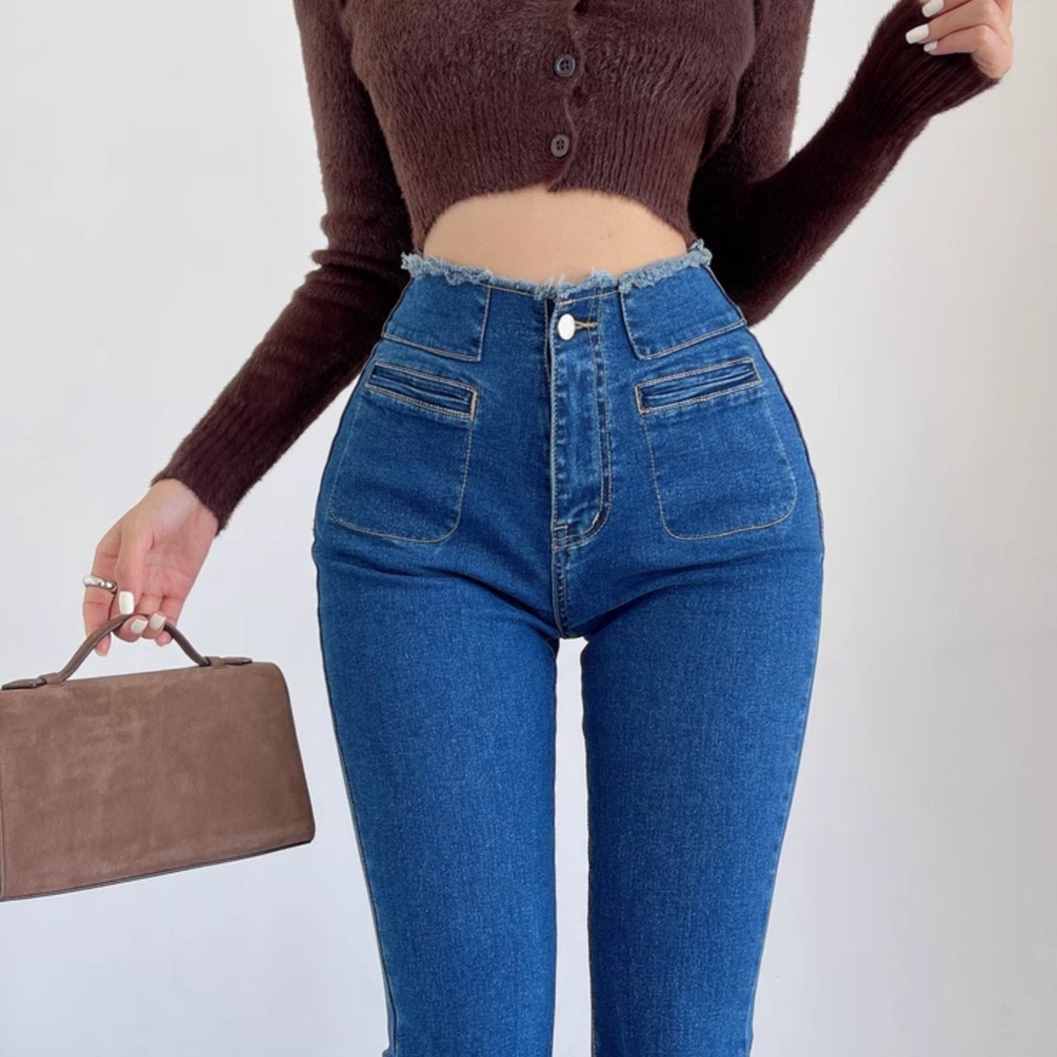 DOUBLE POCKET FLARE JEANS - Aumori