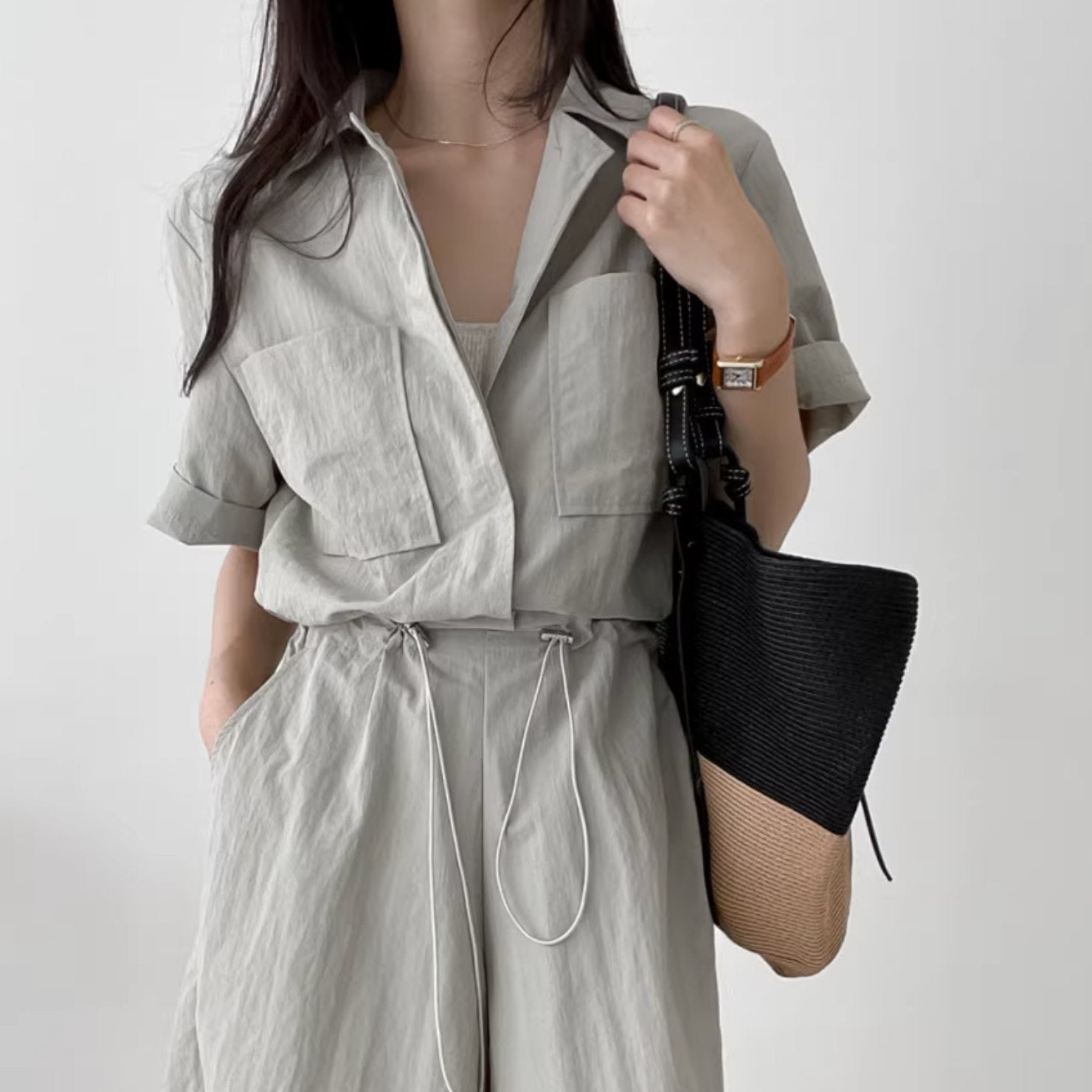 DOUBLE POCKET JUMPSUIT - Aumori