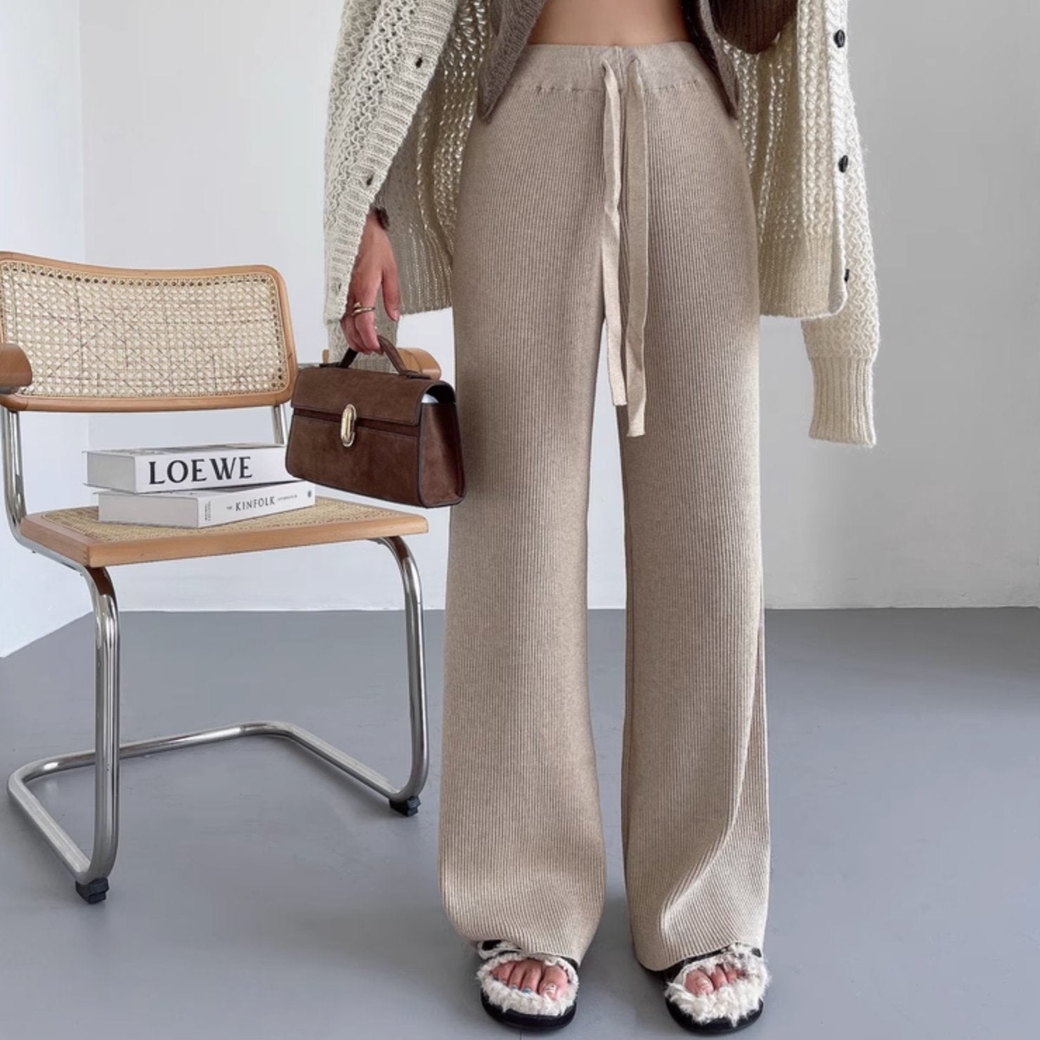 DRAWSTRING RIBBED PANTS - Aumori