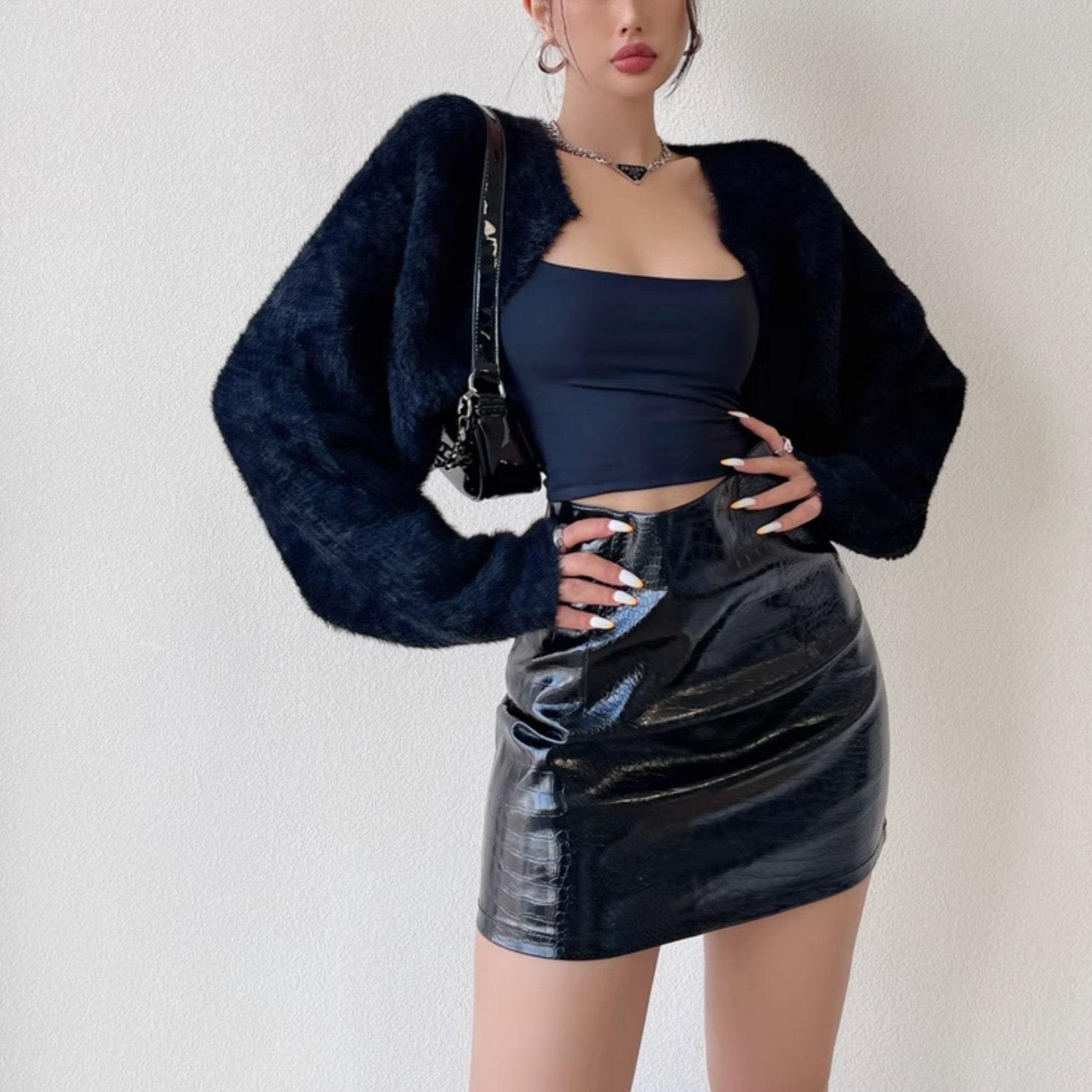 FAUX LEATHER MINI SKIRT - Aumori