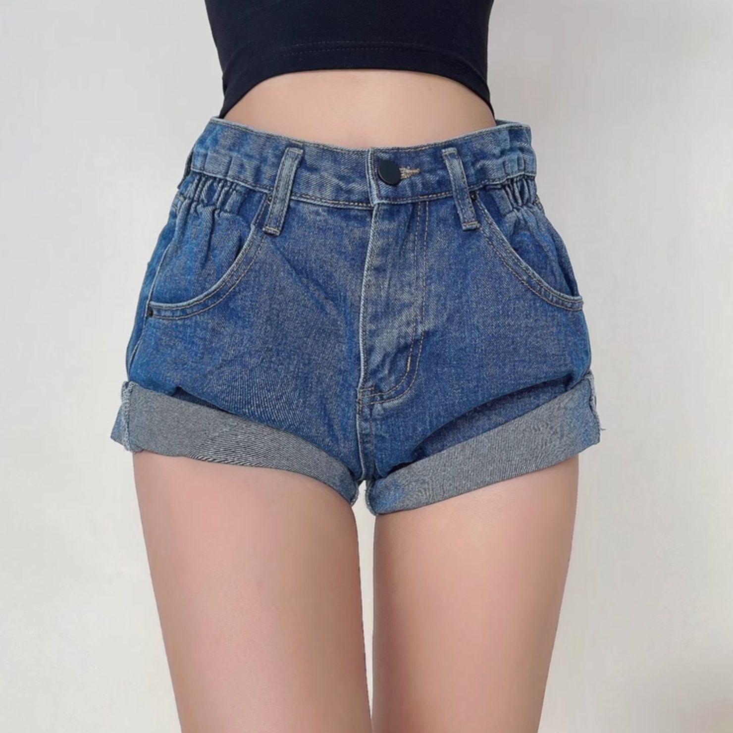 FOLDED DENIM SHORTS - Aumori