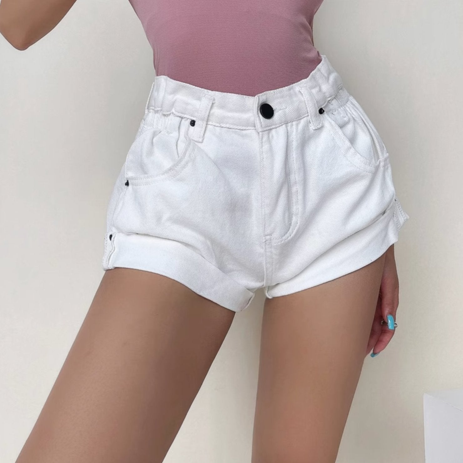 FOLDED DENIM SHORTS - Stockbay