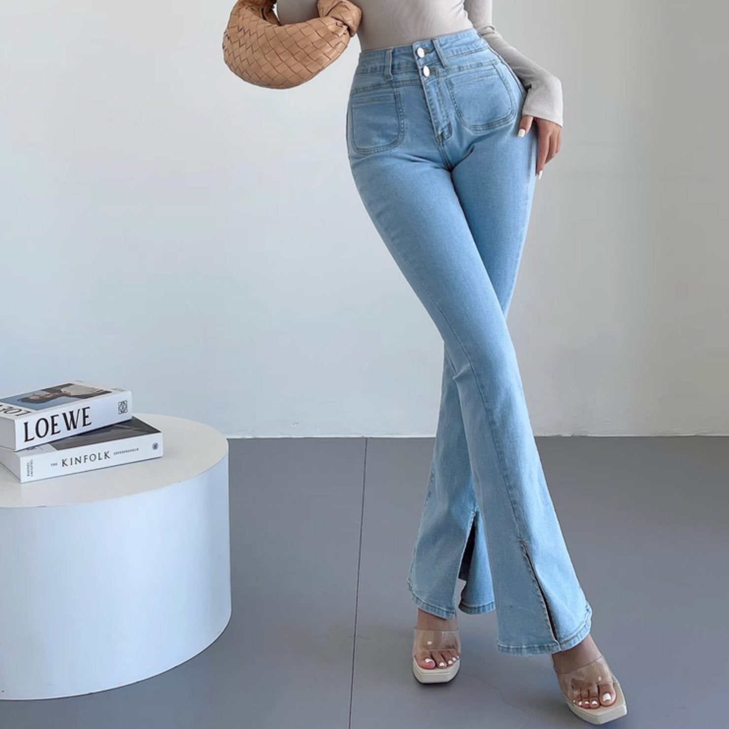 FRONT SPLIT JEANS - Aumori