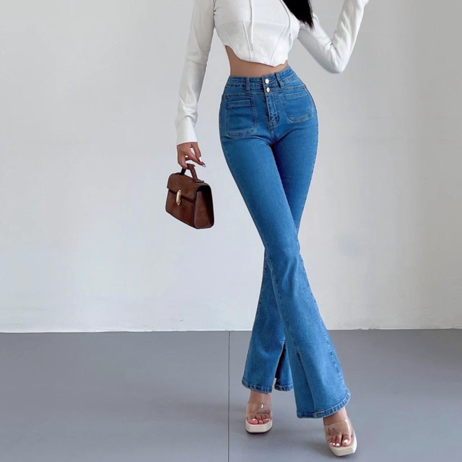 FRONT SPLIT JEANS - Aumori