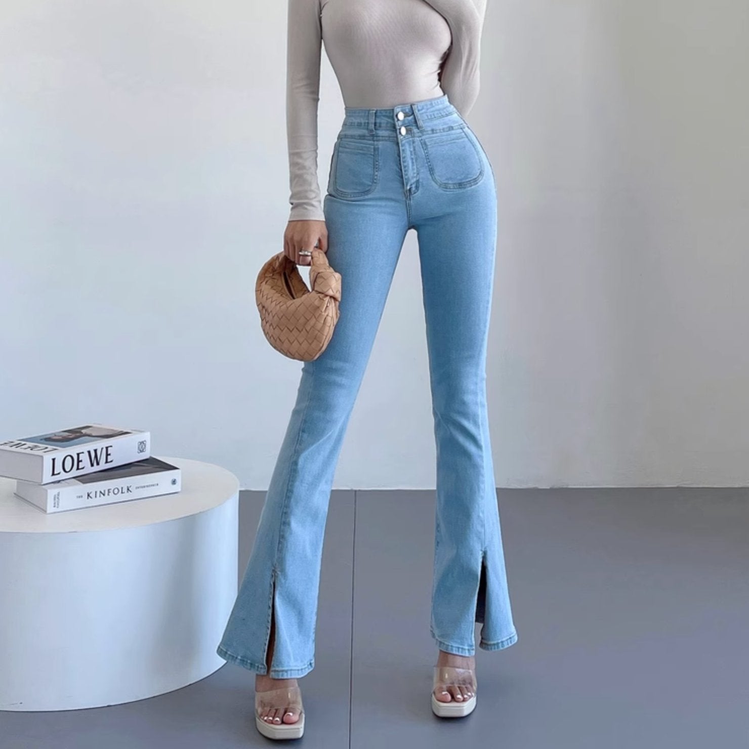 FRONT SPLIT JEANS - Aumori