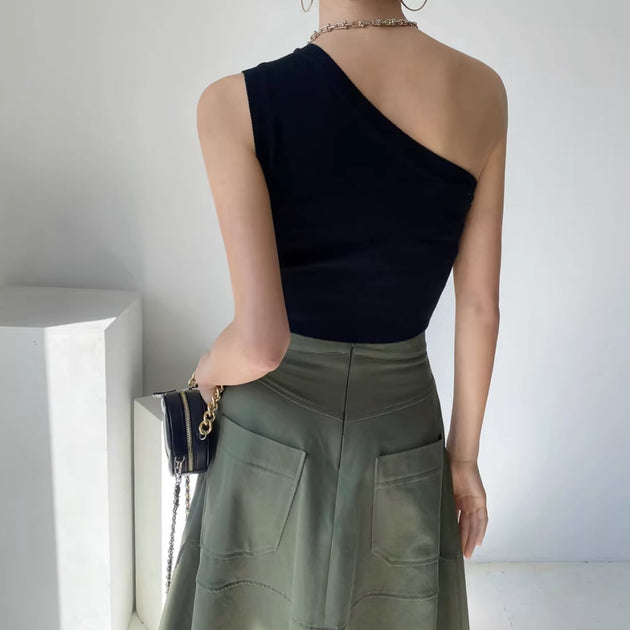 HALF SHOULDER CROP TOP - Stockbay