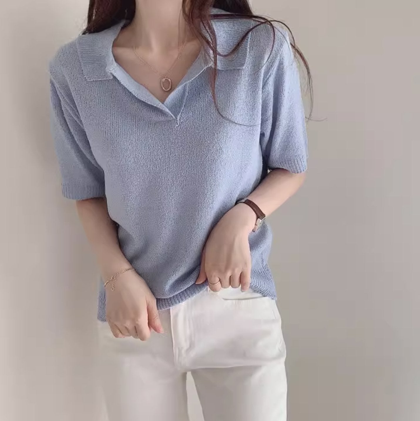 KNIT POLO TOP - Stockbay