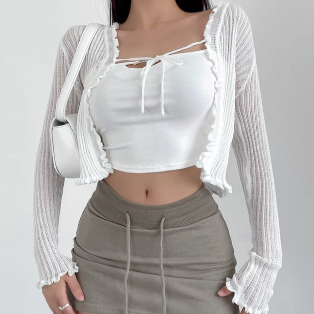 KNITTED CROP CARDIGAN - Aumori