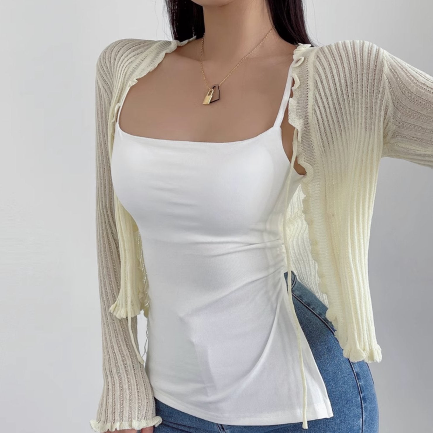 KNITTED CROP CARDIGAN - Stockbay