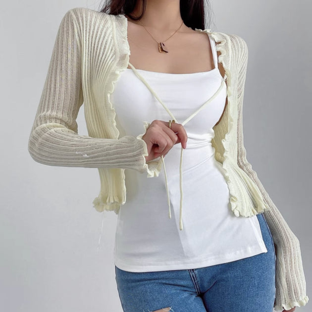 KNITTED CROP CARDIGAN - Stockbay