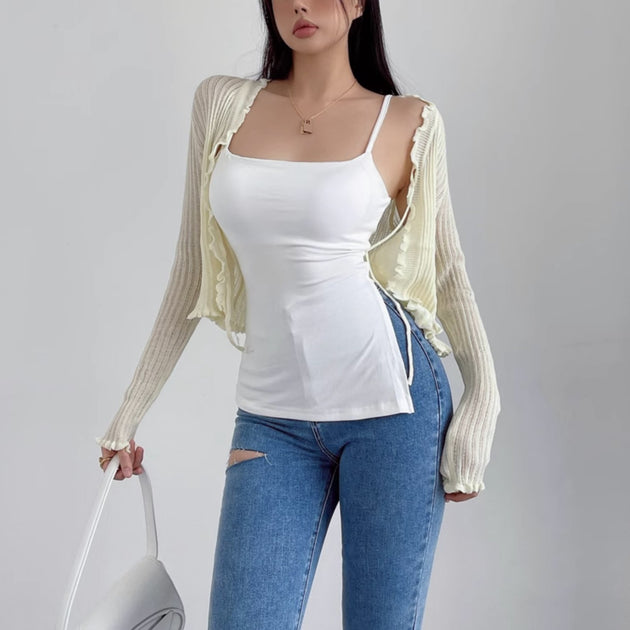 KNITTED CROP CARDIGAN - Aumori