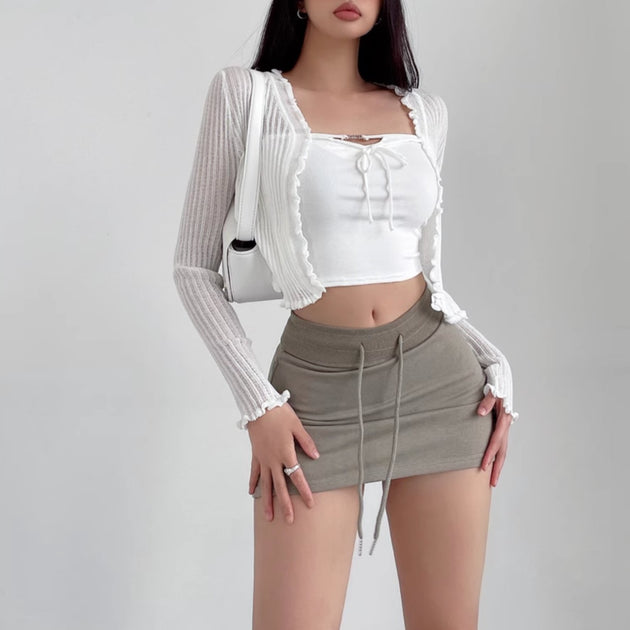 KNITTED CROP CARDIGAN - Stockbay