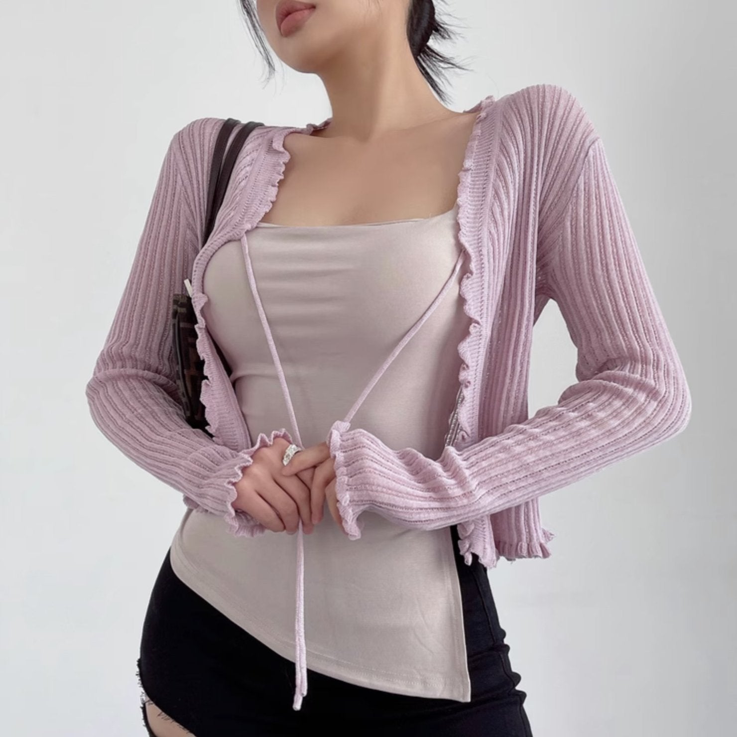 KNITTED CROP CARDIGAN - Aumori