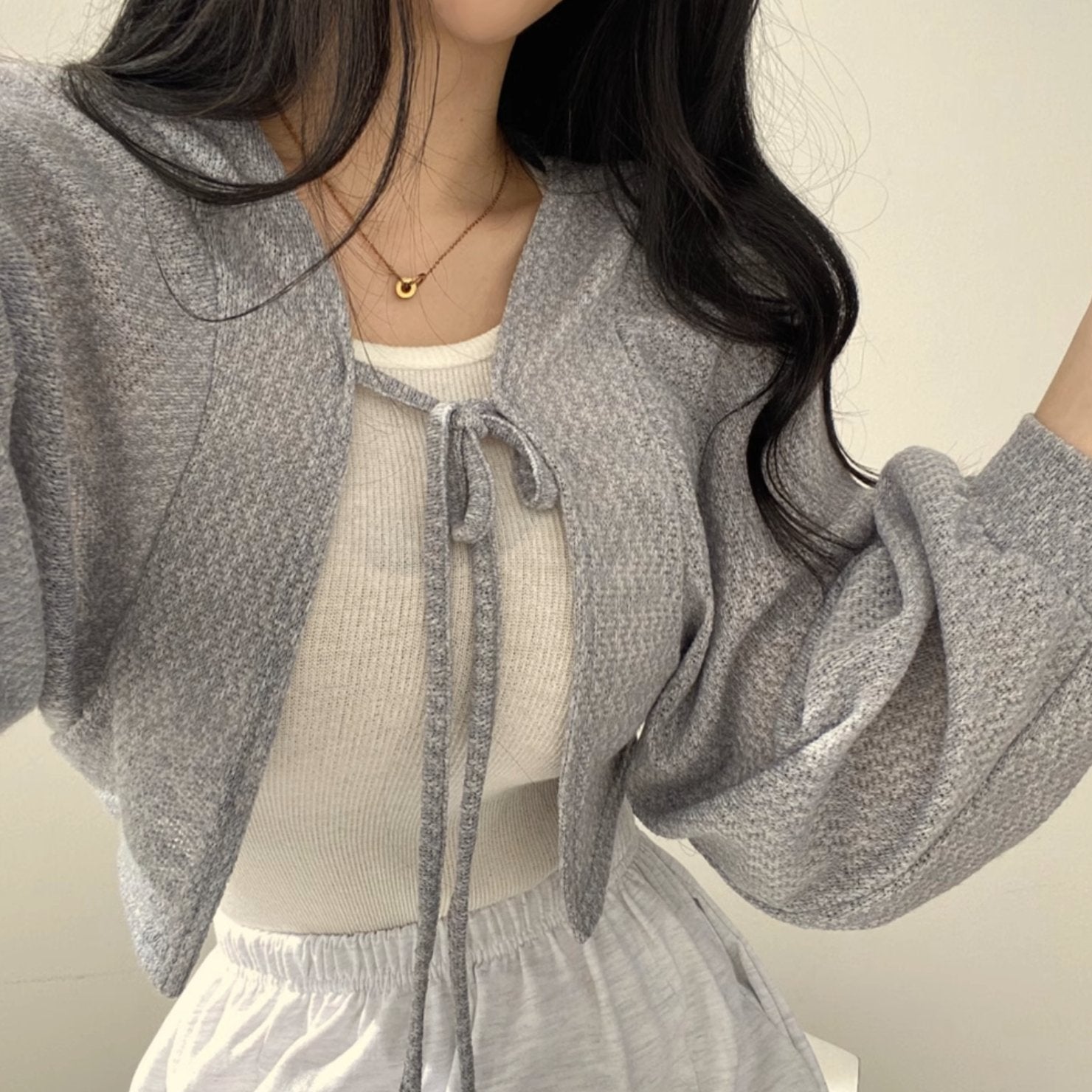 KNITTED RIBBON TOP - Aumori