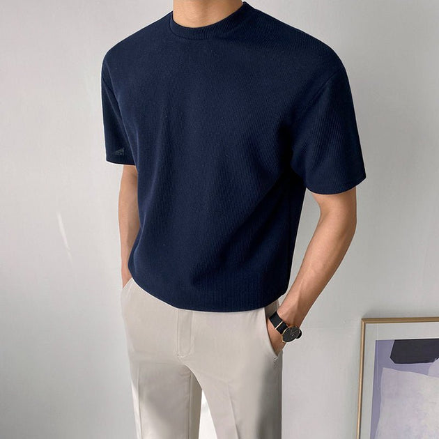 KNITTED ROUND NECK T-SHIRT - Stockbay