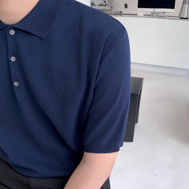 KNITTED SHORT SLEEVE POLO - Aumori