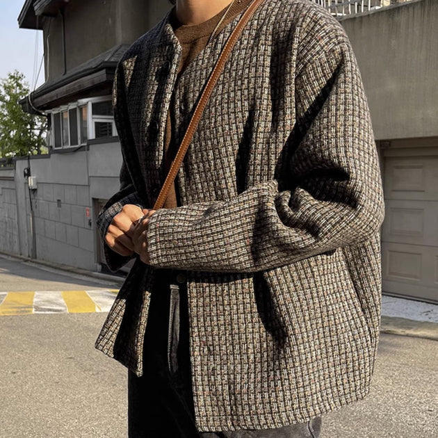 KNITTED V-NECK JACKET - Stockbay