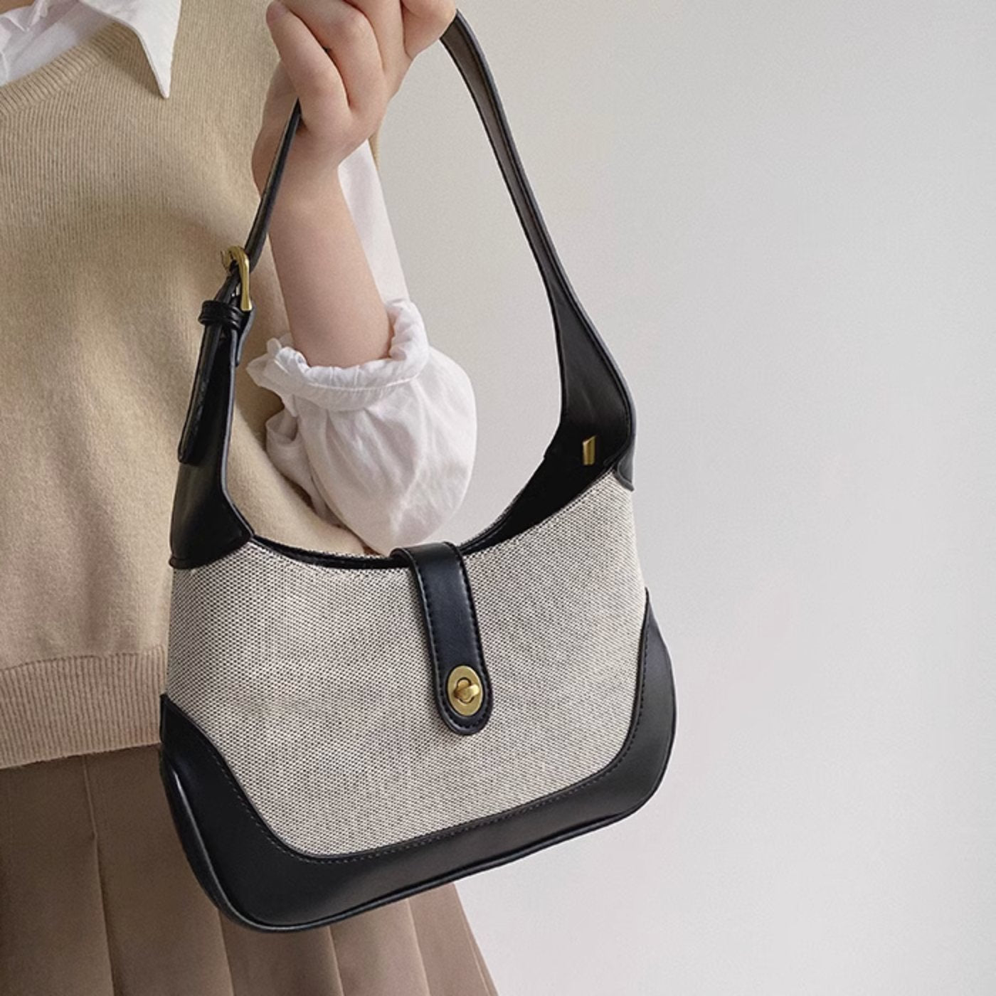 LEATHER CANVAS BAG - Aumori