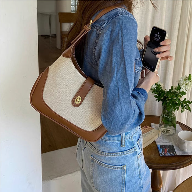 LEATHER CANVAS BAG - Aumori