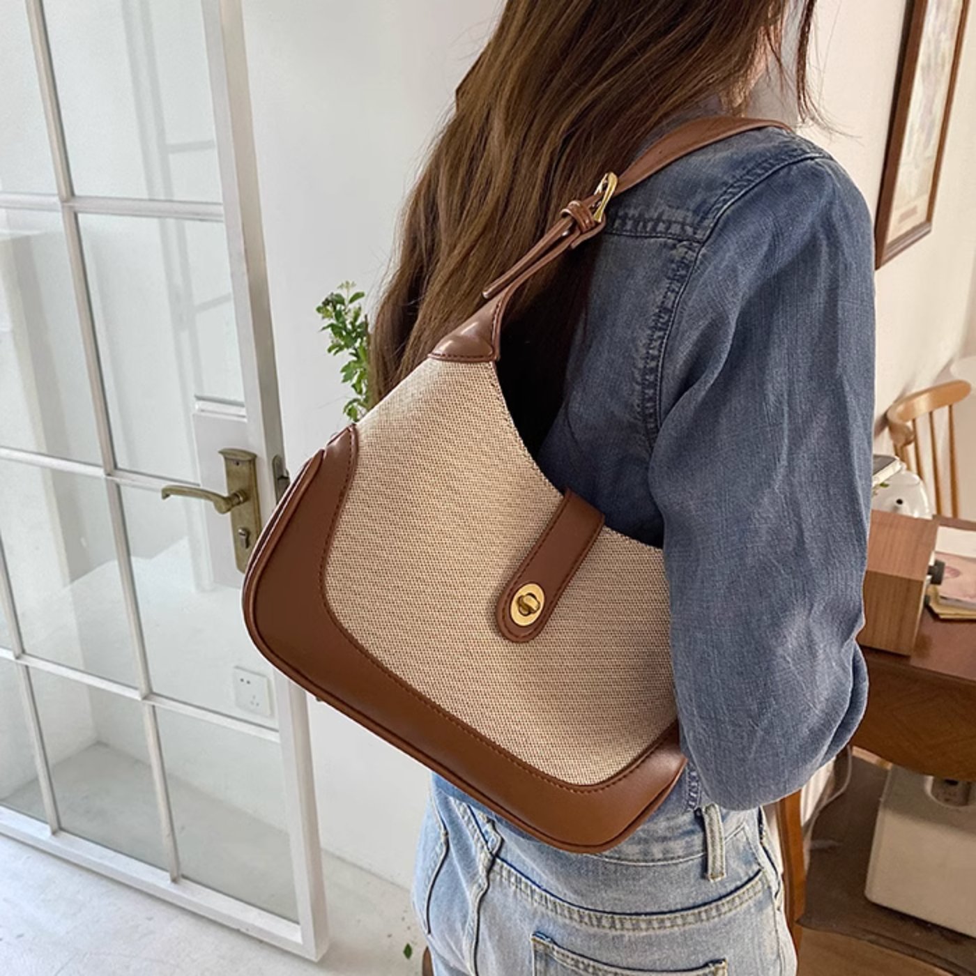 LEATHER CANVAS BAG - Aumori