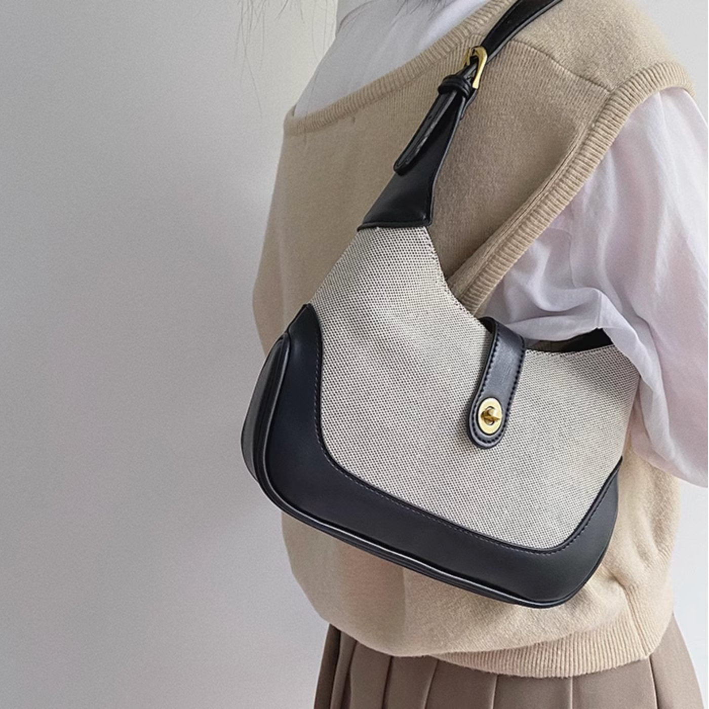 LEATHER CANVAS BAG - Aumori