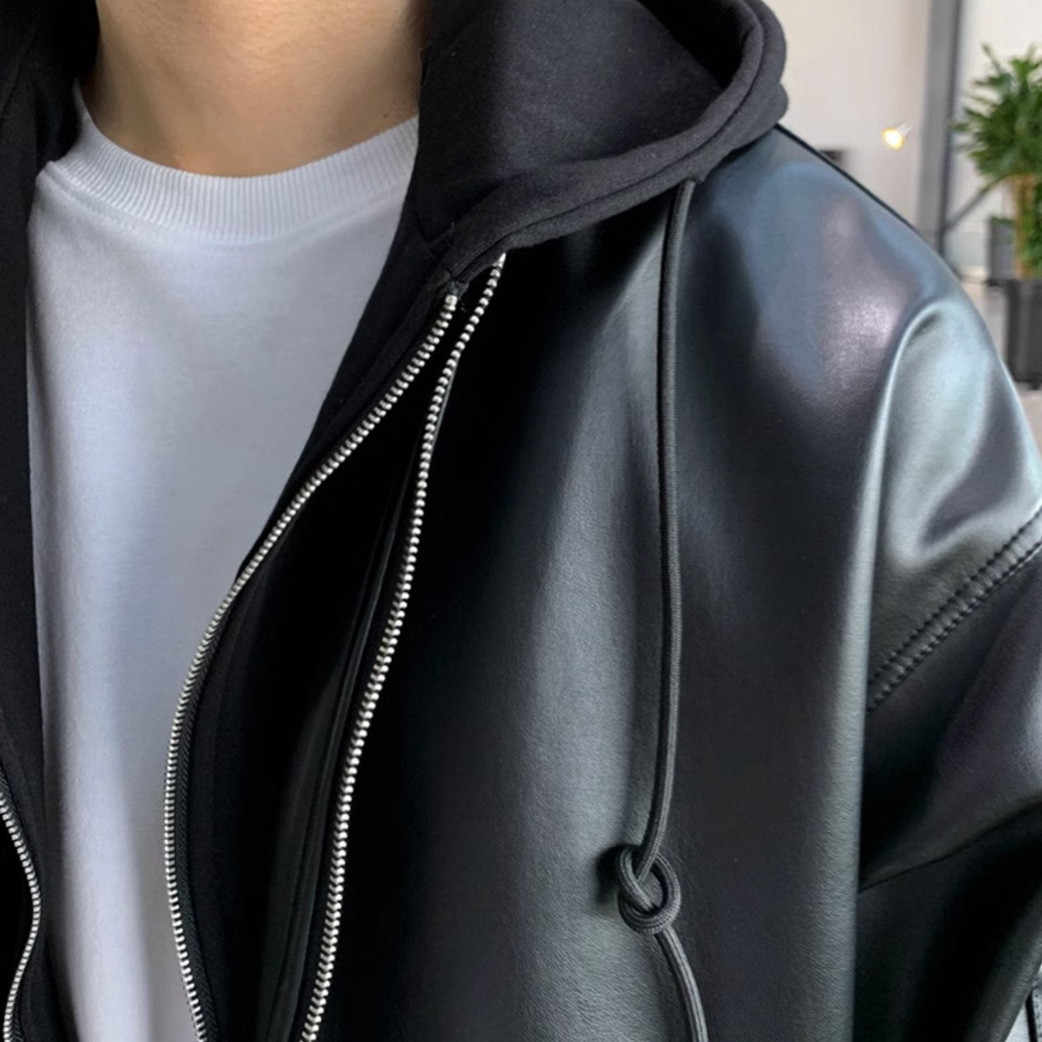 LEATHER HOODIE - Stockbay