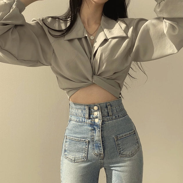 LONG SLEEVE CROP TOP - Stockbay