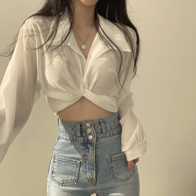 LONG SLEEVE CROP TOP - Stockbay