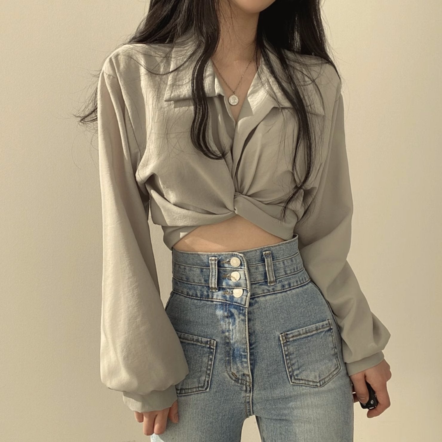 LONG SLEEVE CROP TOP - Stockbay