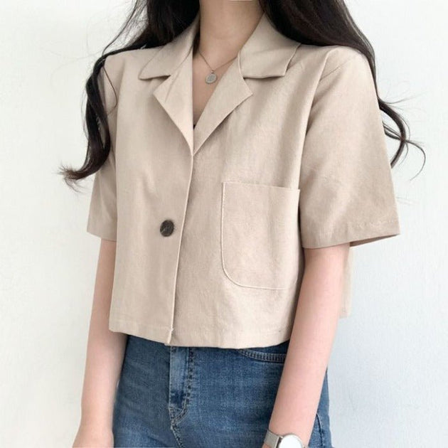 LOW CUT BUTTON SHORT SLEEVE - Aumori