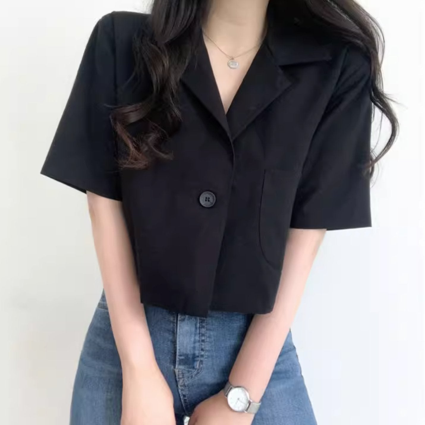 LOW CUT BUTTON SHORT SLEEVE - Aumori