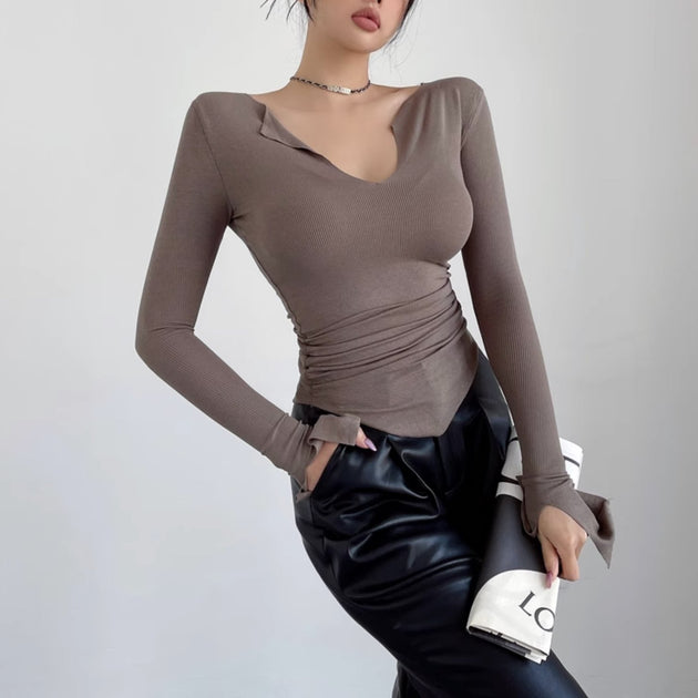 LOW CUT LONG SLEEVE TOP - Aumori