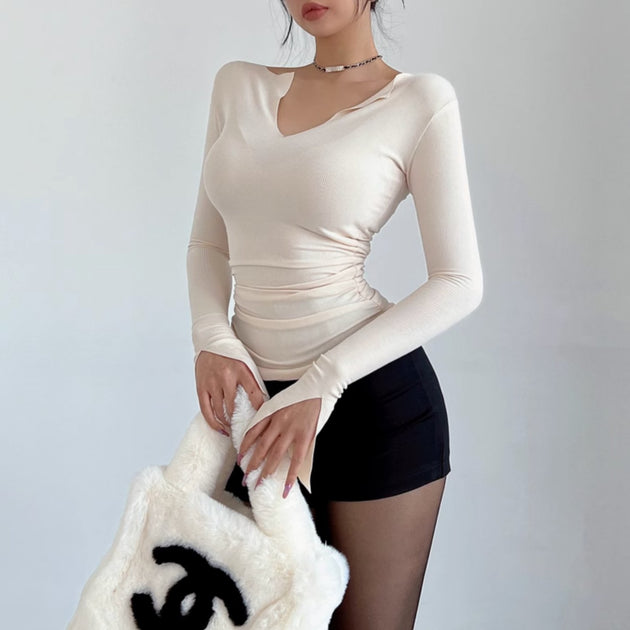 LOW CUT LONG SLEEVE TOP - Aumori