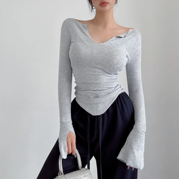 LOW CUT LONG SLEEVE TOP - Aumori