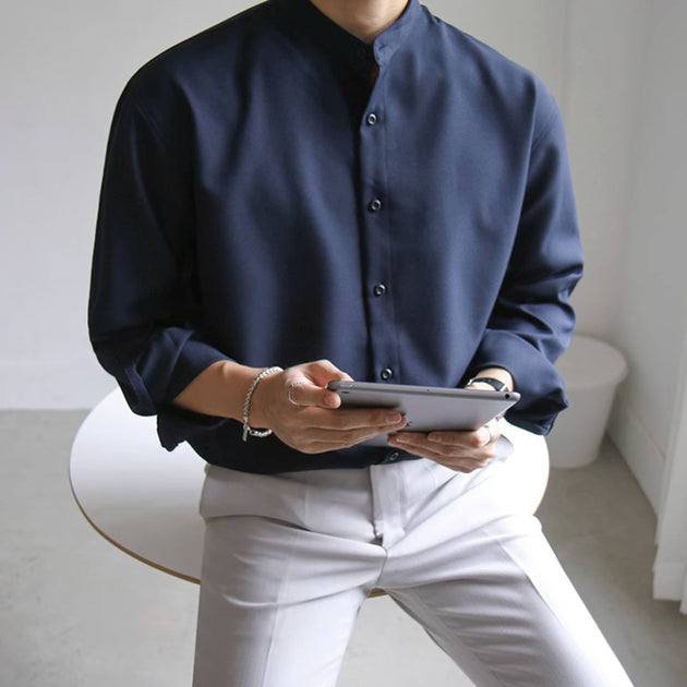 MANDARIN COLLAR SHIRT - Aumori