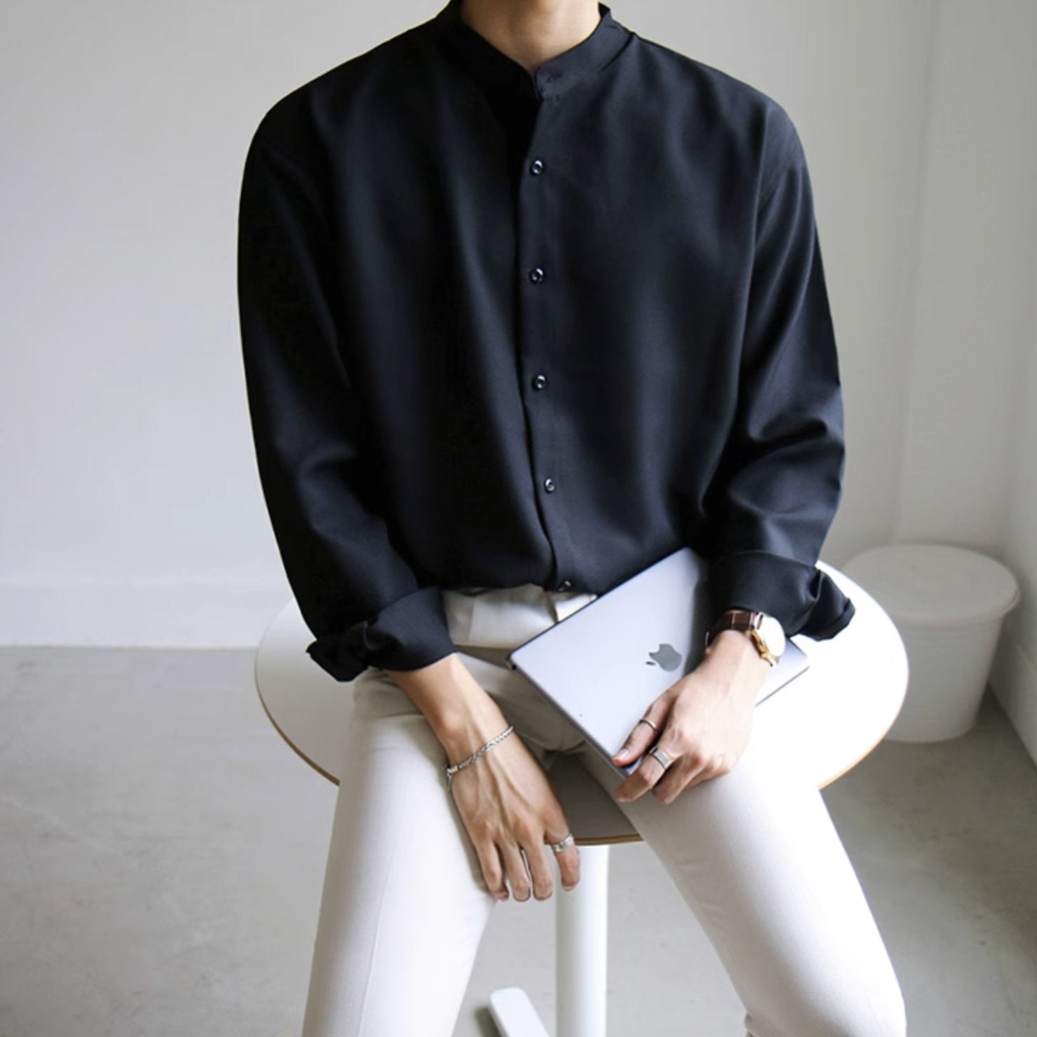 MANDARIN COLLAR SHIRT - Aumori